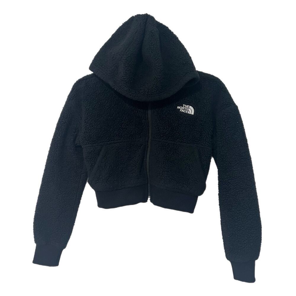 The North Face Kids Girls Black Suave Oso Hooded Fleece Coat Jacket Size S